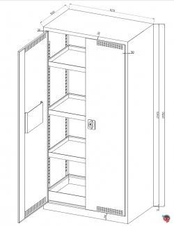 Stahl Umweltschrank 92 x 50 x 195 cm - grau-gelb 